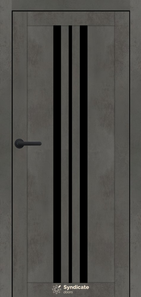 Двері Syndicate Doors SD-107 бетон темний скло чорне