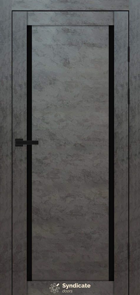 Двері Syndicate Doors SD-112 бетон темний скло чорне