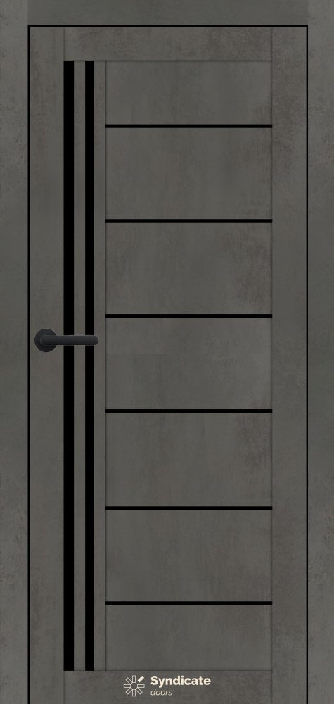 Двері Syndicate Doors SD-114 бетон темний скло чорне