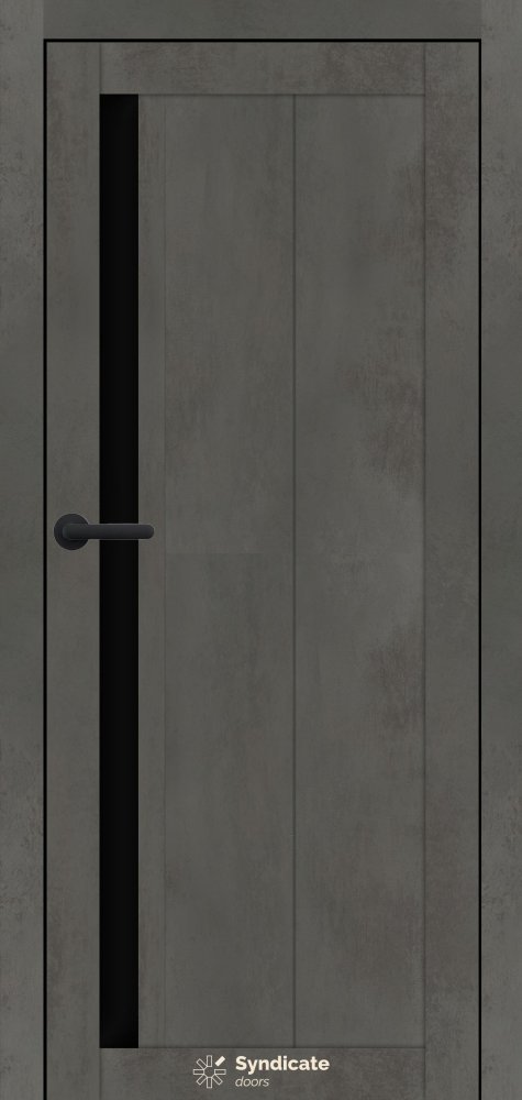 Двері Syndicate Doors SD-124 бетон темний скло чорне