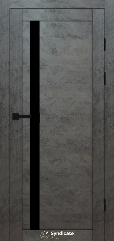 Двері Syndicate Doors SD-142 бетон темний скло чорне