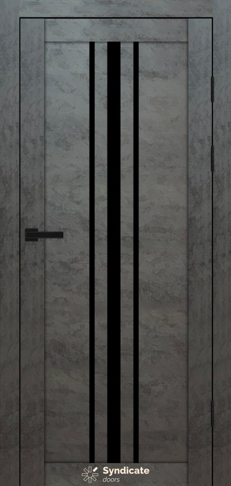 Двері Syndicate Doors SD-143 бетон темний скло чорне