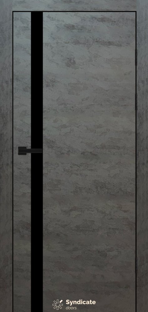 Двері Syndicate Doors SD-401 бетон темний скло чорне