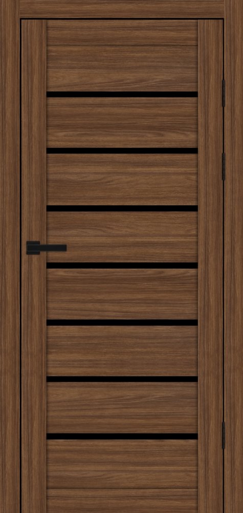 Двері Syndicate Doors SD-102 горіхове дерево скло чорне