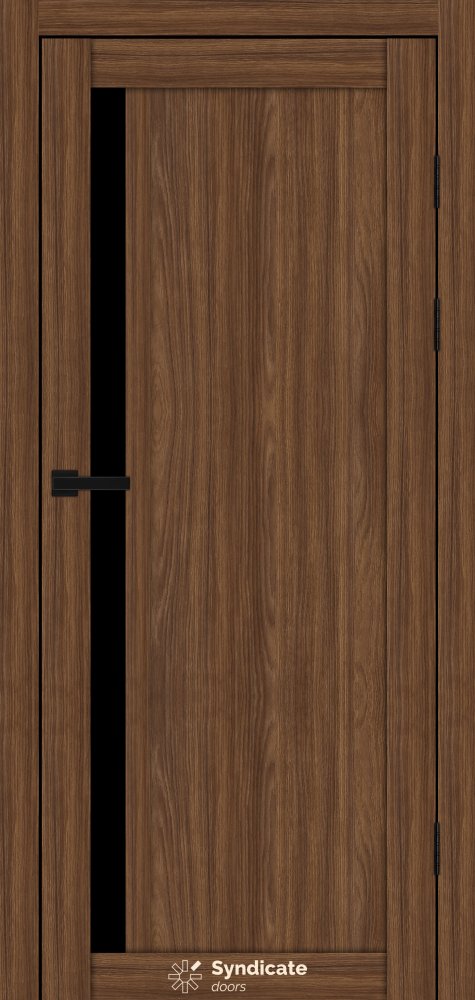 Двері Syndicate Doors SD-140 горіхове дерево скло чорне